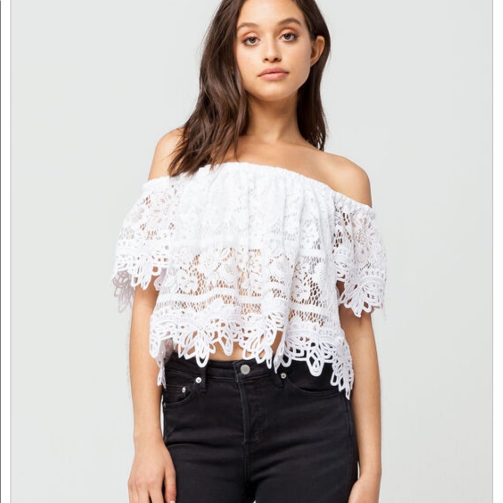 Free People Sweet Dreams Off The Shoulder Lace CropTop - Picture 12 of 12